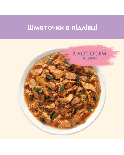 Вологий корм CAT CHOW Sensitive для дорослих котів із чутливою системою травлення, шматочки у підливці, з лососем та цукіні, 85 г