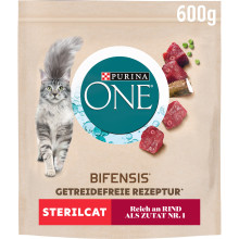 Сухий корм PURINA ONE Grain Free (Грейн Фрі) беззерновий для дорослих стерилізованих котів, комплекс Bifensis, з яловичиною, 600 г