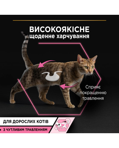Вологий корм PRO PLAN Delicate Digestion для дорослих котів з чутливим травленням, шматочки у підливці, з океанічною рибою, 85 г