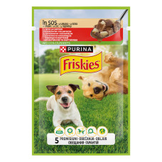 Вологий корм FRISKIES Adult для дорослих собак, шматочки у підливці, з яловичиною та картоплею, 85 г