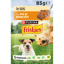 Влажный корм FRISKIES Adult для взрослых собак, кусочки в соусе, с курицей и морковью, 85 г