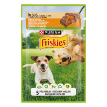 Влажный корм FRISKIES Adult для взрослых собак, кусочки в соусе, с курицей и морковью, 85 г