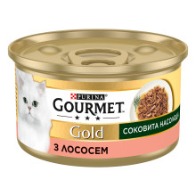 Влажный корм GOURMET Gold "Сочное наслаждение" для взрослых кошек, с лососем, 85 г