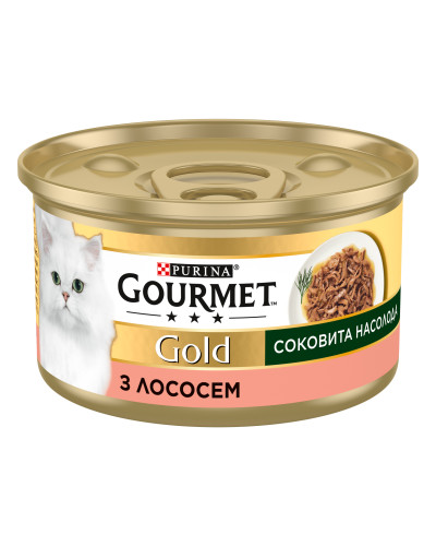 Влажный корм GOURMET Gold &amp;quot;Сочное наслаждение&amp;quot; для взрослых кошек, с лососем, 85 г