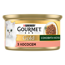 Влажный корм GOURMET Gold "Сочное наслаждение" для взрослых кошек, с лососем, 85 г