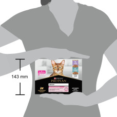 Вологий корм PRO PLAN Delicate Digestion для дорослих котів з чутливим травленням, шматочки у підливці, з індичкою, з океанічною рибою, 10x85 г