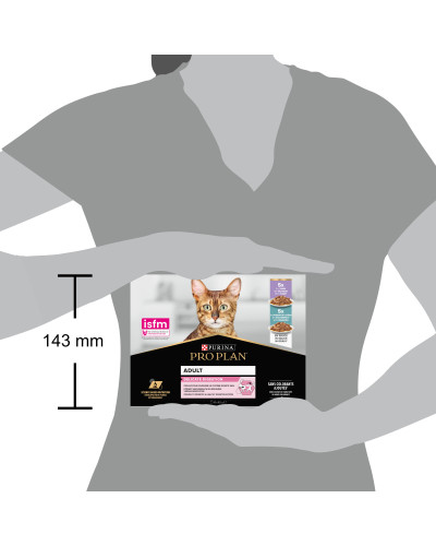 Вологий корм PRO PLAN Delicate Digestion для дорослих котів з чутливим травленням, шматочки у підливці, з індичкою, з океанічною рибою, 10x85 г