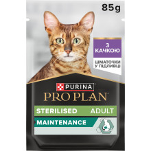 Вологий корм PRO PLAN Sterilised для дорослих стерилізованих котів, шматочки у підливці, з качкою, 85 г
