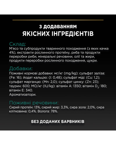 Влажный корм PRO PLAN Sterilised для взрослых стерилизованных кошек, кусочки в соусе, с уткой, 85 г