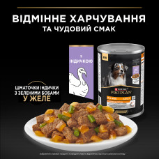 Вологий корм PRO PLAN Adult для дорослих собак, шматочки в желе, з індичкою, 400 г
