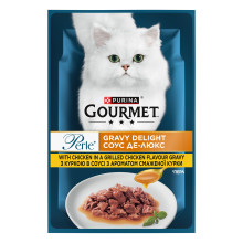 Влажный корм GOURMET Perle "Соус Де-Люкс" для взрослых кошек, мини филе в соусе, с курицей, 85 г