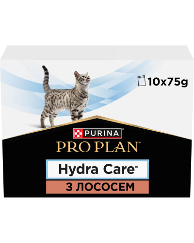 Влажный дополнительный корм PRO PLAN Hydra Care для взрослых кошек для увеличения потребления жидкости, с лососем, 10х75 г