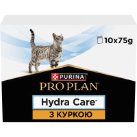 Влажный дополнительный корм PRO PLAN Hydra Care для взрослых кошек для увеличения потребления жидкости, с курицей, 10х75 г