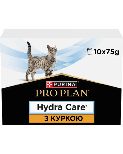 Влажный дополнительный корм PRO PLAN Hydra Care для взрослых кошек для увеличения потребления жидкости, с курицей, 10х75 г