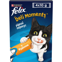 Влажный дополнительный корм FELIX Вкусные моменты для взрослых кошек, с курицей, 4х10 г