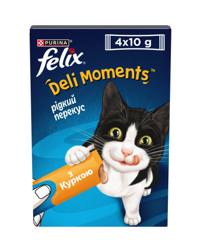 Влажный дополнительный корм FELIX Вкусные моменты для взрослых кошек, с курицей, 4х10 г