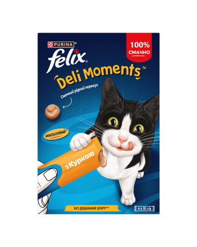 Влажный дополнительный корм FELIX Вкусные моменты для взрослых кошек, с курицей, 4х10 г