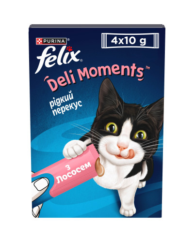 Влажный дополнительный корм FELIX Вкусные моменты для взрослых кошек, с лососем, 4х10 г