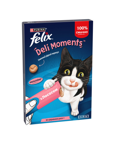 Влажный дополнительный корм FELIX Вкусные моменты для взрослых кошек, с лососем, 4х10 г