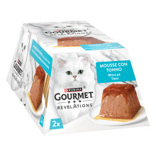 Вологий корм GOURMET Revelations для дорослих котів, мус з підливкою, що стікає, з тунцем, 2x57 г