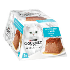 Вологий корм GOURMET Revelations для дорослих котів, мус з підливкою, що стікає, з тунцем, 2x57 г