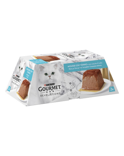 Вологий корм GOURMET Revelations для дорослих котів, мус з підливкою, що стікає, з тунцем, 2x57 г