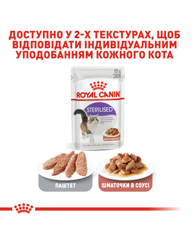 Вологий корм для дорослих стерилізованих котів ROYAL CANIN STERILISED IN GRAVY 85 г
