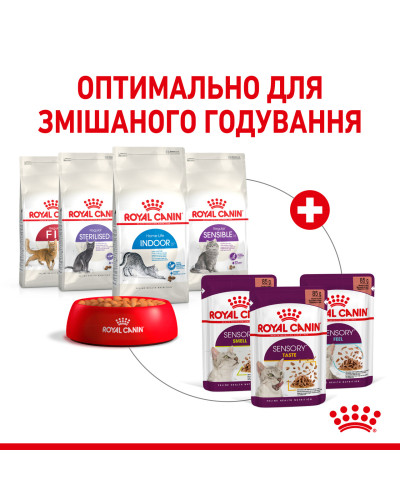 Вологий корм для дорослих котів ROYAL CANIN SENSORY FEEL GRAVY шматочки у соусі 85 г, стимулює відчуття корму