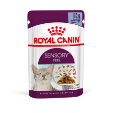 Вологий корм для дорослих котів ROYAL CANIN SENSORY FEEL JELLY шматочки у желе 85 г, стимулює відчуття корму