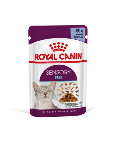 Вологий корм для дорослих котів ROYAL CANIN SENSORY FEEL JELLY шматочки у желе 85 г, стимулює відчуття корму