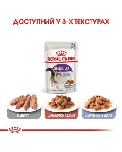 Вологий корм для дорослих стерилізованих котів ROYAL CANIN STERILISED IN JELLY 85 г