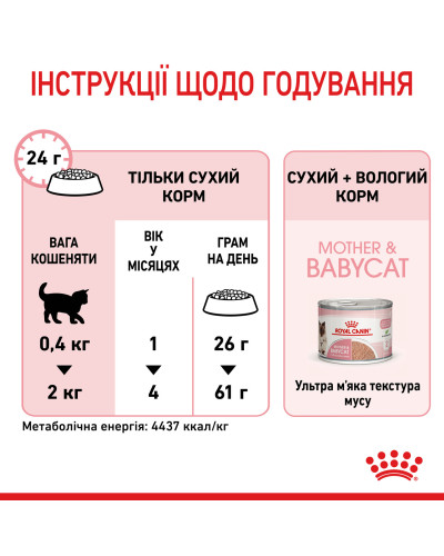 Корм для кошенят віком від 1 до 4 місяців і кішок під час вагітності ROYAL CANIN MOTHER &amp;amp;amp;amp; BABYCAT 2 кг