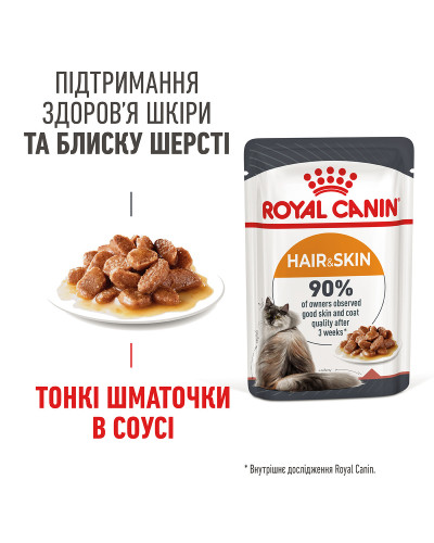Влажный корм для взрослых кошек ROYAL CANIN HAIR&amp;amp;amp;amp;amp;amp;SKIN CARE IN GRAVY 85 г