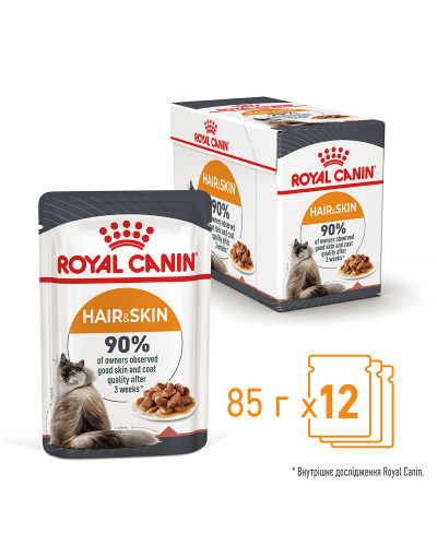 Влажный корм для взрослых кошек ROYAL CANIN HAIR&amp;amp;amp;amp;amp;amp;SKIN CARE IN GRAVY 85 г