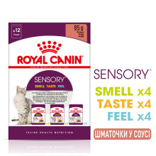 Влажный корм для взрослых кошек ROYAL CANIN SENSORY MULTIPACK GRAVY, 12 паучей