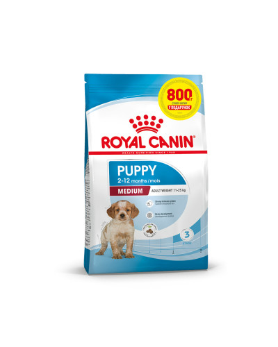 Корм для цуценят середніх порід ROYAL CANIN MEDIUM PUPPY 3.2 кг + 800 г у подарунок