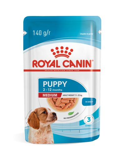 Вологий корм для цуценят середніх розмірів ROYAL CANIN MEDIUM PUPPY IN GRAVY 140 г