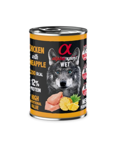 Повнораціонний вологий корм Alpha Spirit Chicken with Paineapple з куркою та ананасами для дорослих собак 400 г (as969992)