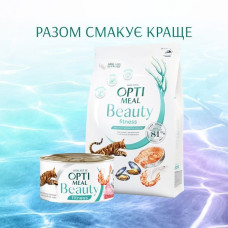 Вологий корм для кішок Optimeal Beauty Fitness 70 г (тунець з креветками)
