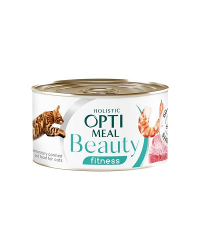 Вологий корм для кішок Optimeal Beauty Fitness 70 г (тунець з креветками)